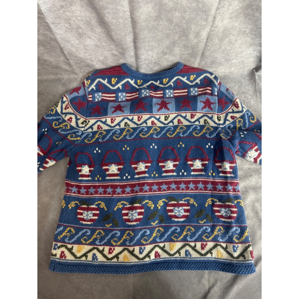 Christopher & Banks Americana Vintage Hand Embroidered Cardigan Blue M 4th July - Picture 4 of 6